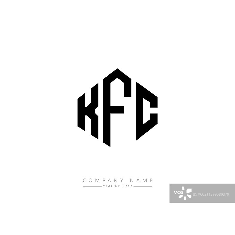 带有多边形形状的KFC字母标志设计图片素材