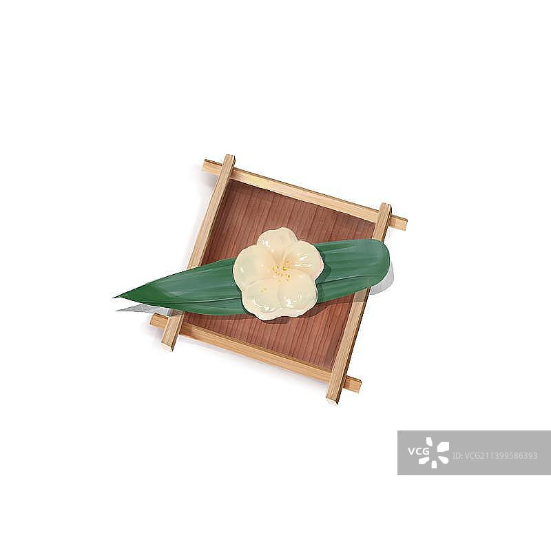 手绘水彩桂花水晶糕图片素材