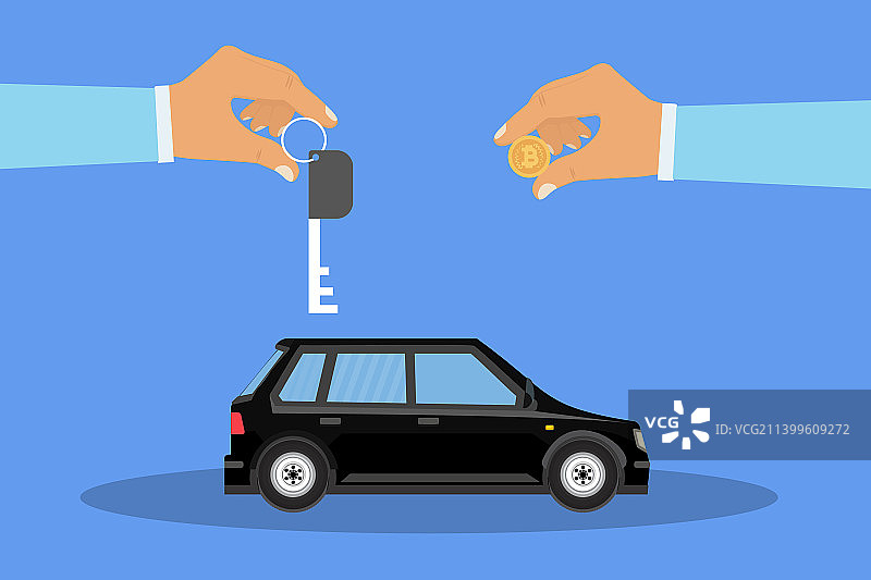 用比特币购买汽车的概念图片素材