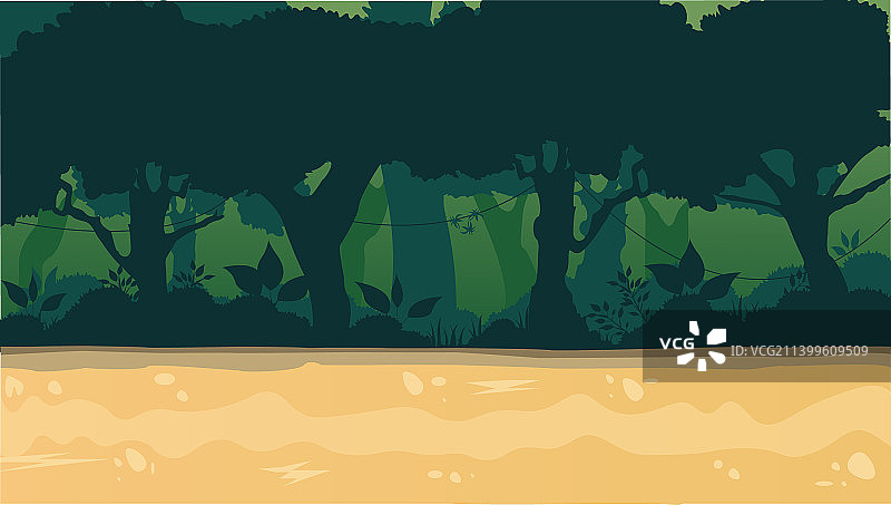 卡通树木森林深处场景背景图片素材