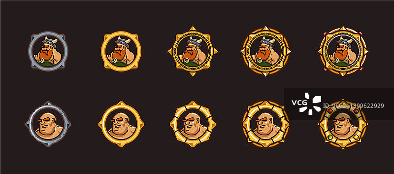 金色边框维京游戏人物头像图片素材