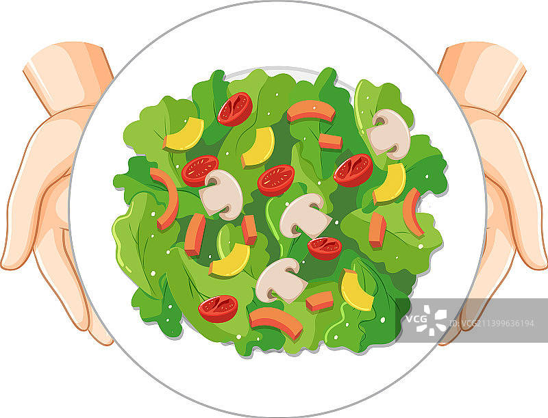 手持沙拉碗图片素材