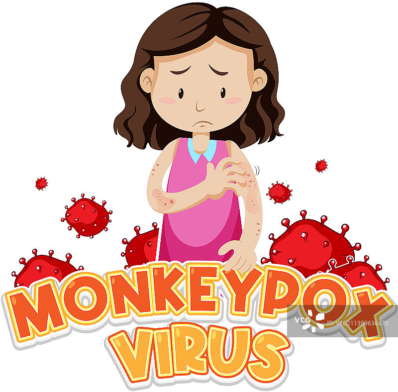 具有猴痘病毒症状的女孩图片素材