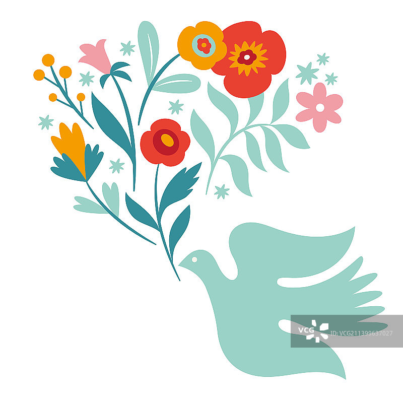 口衔树枝的和平鸽图片素材