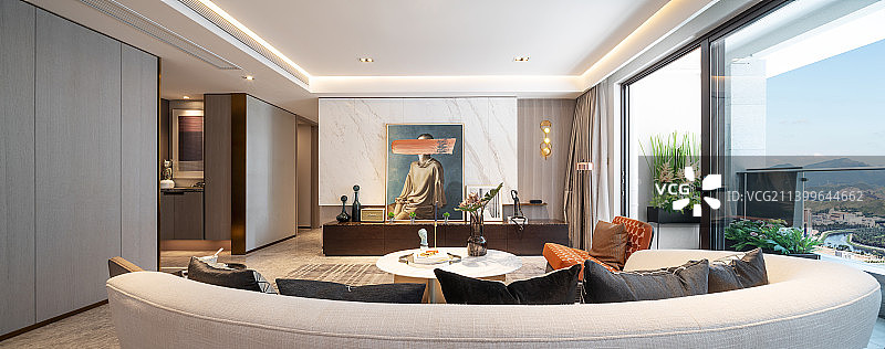 现代简奢敞亮客厅图片素材