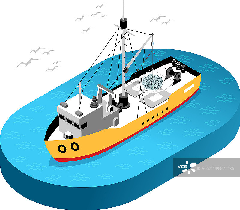 2.5D商业渔船图片素材
