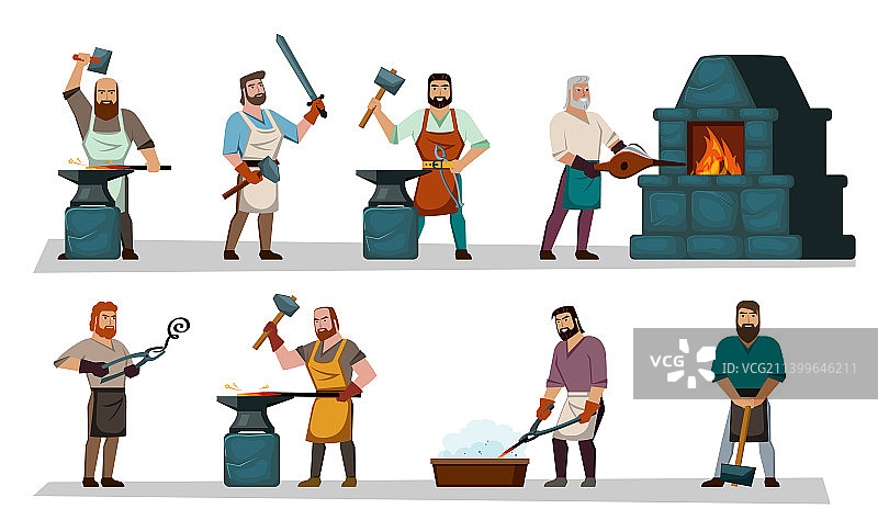 铁匠工人制作钢材工艺图片素材