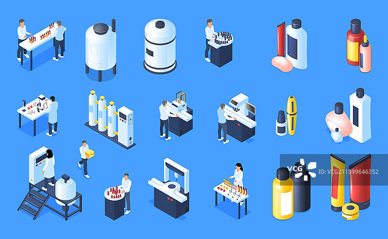 化妆品生产彩色套装图片素材