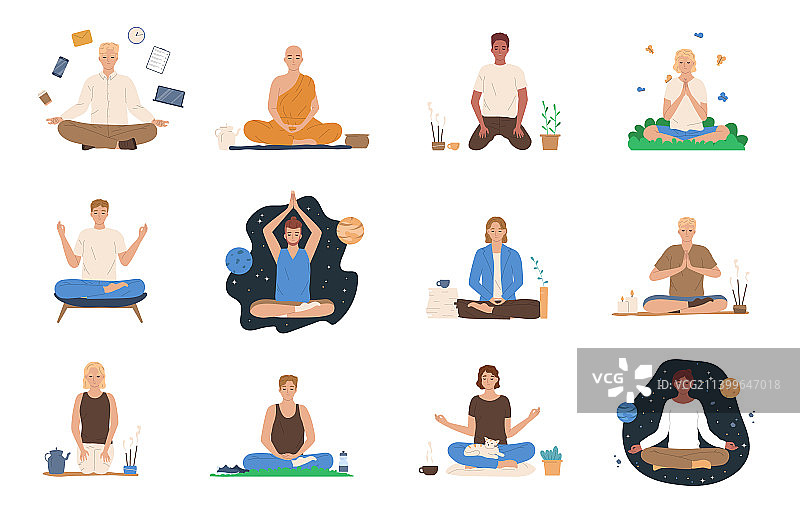 正念冥想合集图片素材