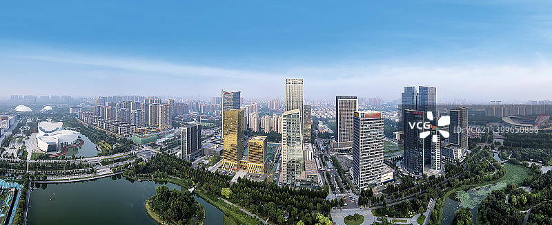 航拍山东淄博城市景观大画幅图片素材