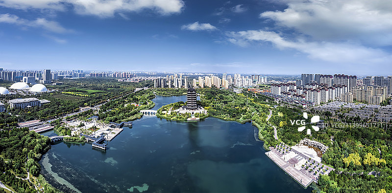 航拍山东淄博城市风光全景图片素材