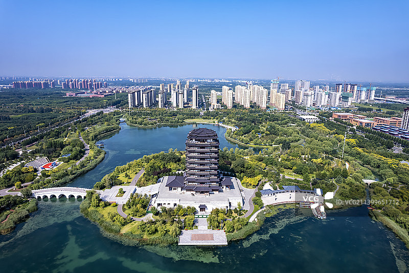 航拍山东淄博城市风光全景图片素材