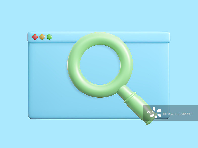 带放大镜的空白网页浏览器窗口模板图片素材