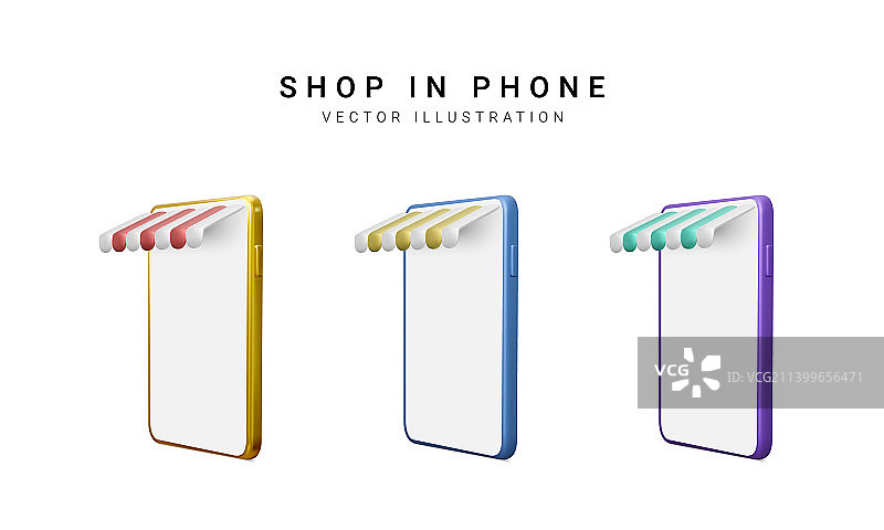 手机上的彩色3D商店素材图片素材