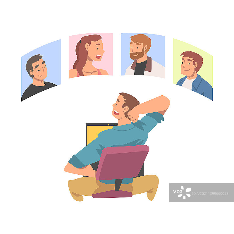 男人正在进行视频会议图片素材