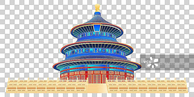 北京天坛国潮插画图片素材