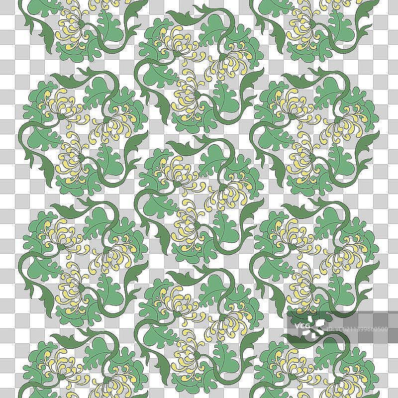 如意纹缠枝纹莫兰迪配色中国纹样传统文化植物插画图片素材