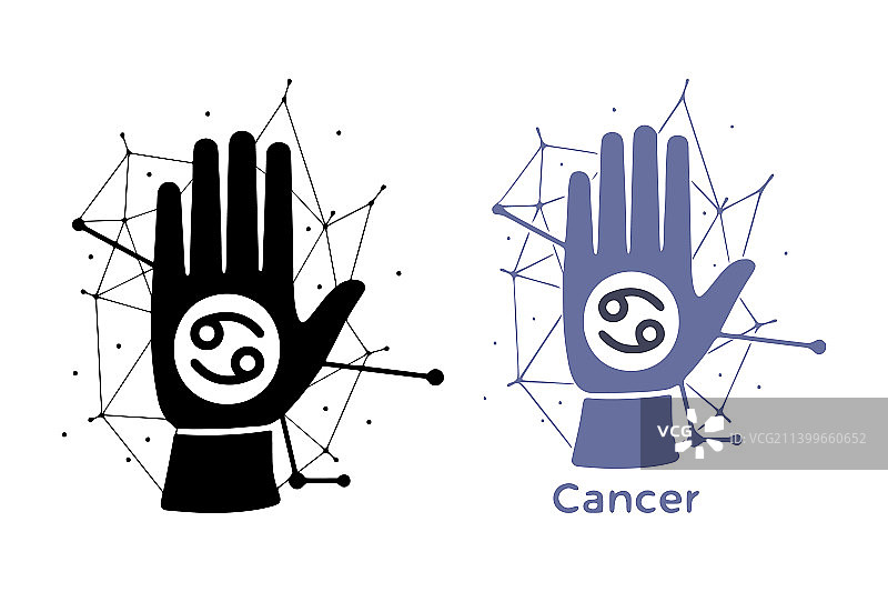 手与癌症符号（白色背景）图片素材