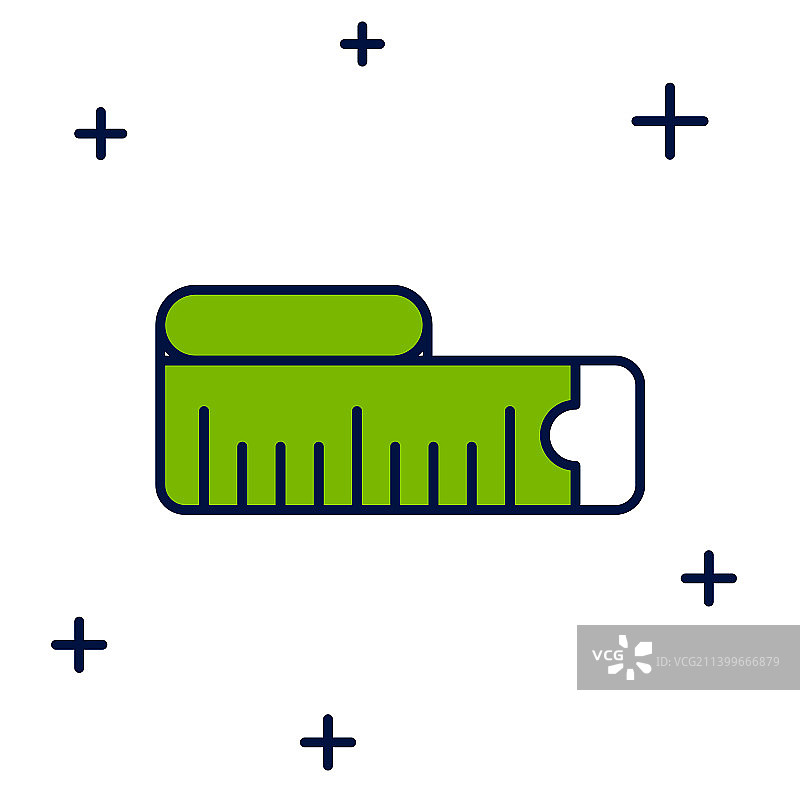 白色背景上的卷尺轮廓图标图片素材