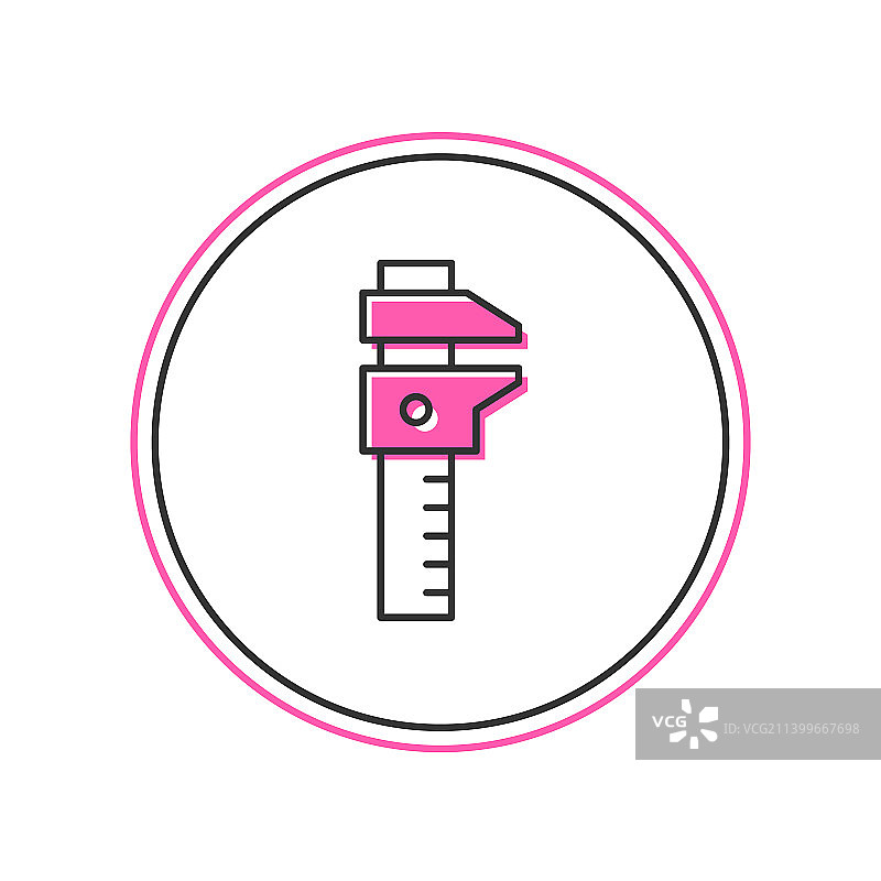 填充轮廓的卡尺和刻度图标图片素材