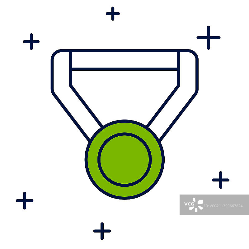 白色背景上的填充轮廓奖章图标图片素材