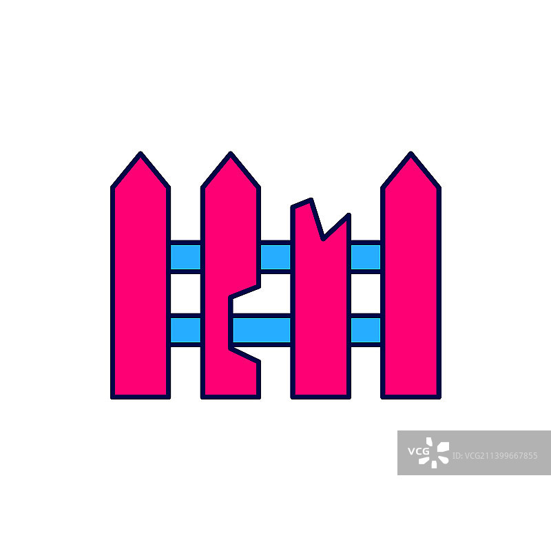 花园木栅栏轮廓图标图片素材