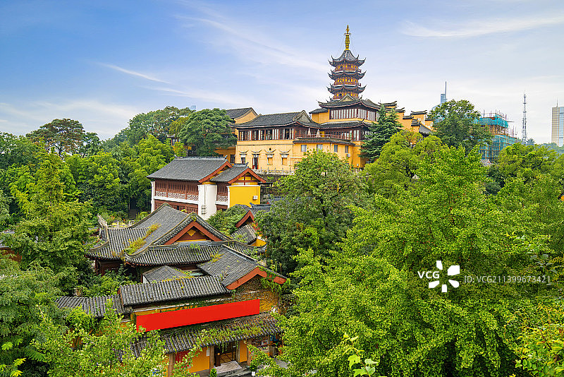 南京明城墙和古鸡鸣寺图片素材