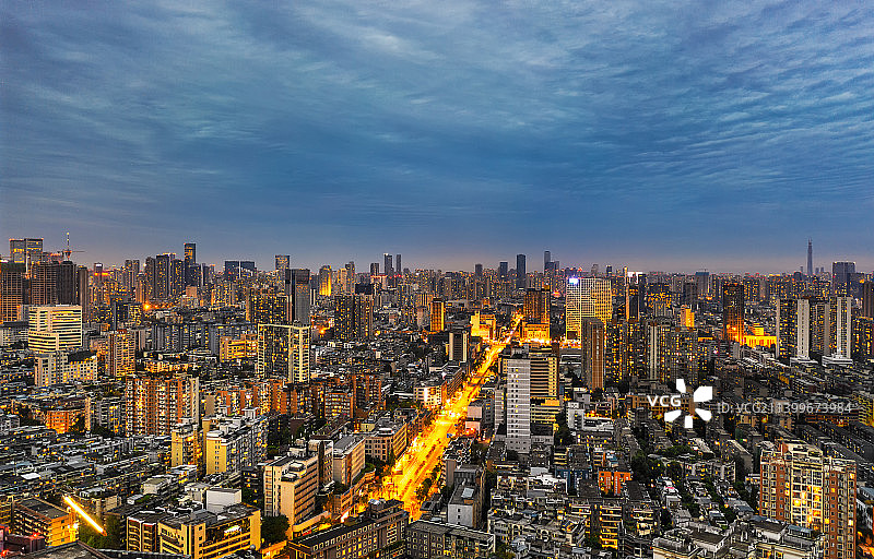 四川成都玉林小区夜景航拍图图片素材