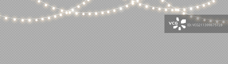 圣诞灯金色灯泡发光花环图片素材