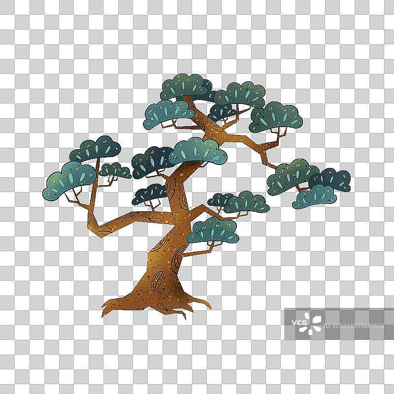 国风插画元素松树图片素材