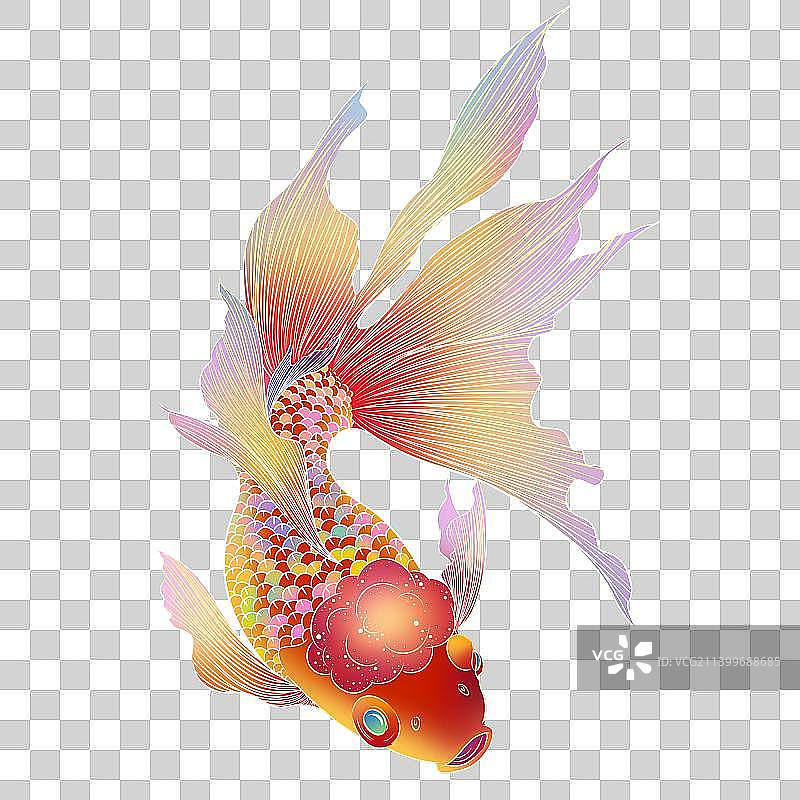 金鱼锦鲤国风插画元素图片素材