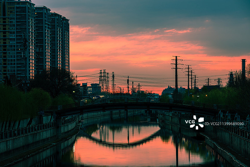 通惠河晨晖图片素材