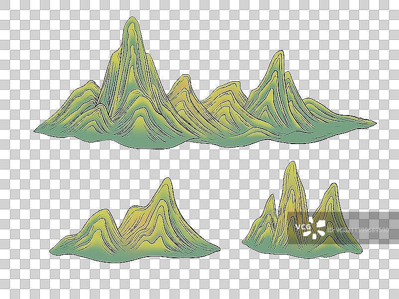 中国画山脉插画元素图片素材