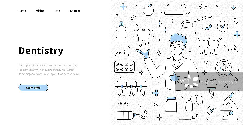 牙科口腔医学涂鸦网络banner图片素材