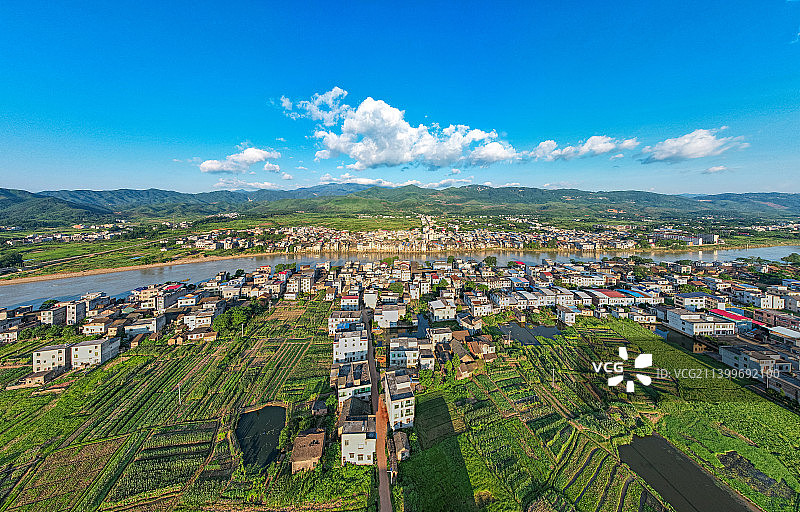 航拍湖南常宁特色小镇白沙镇图片素材