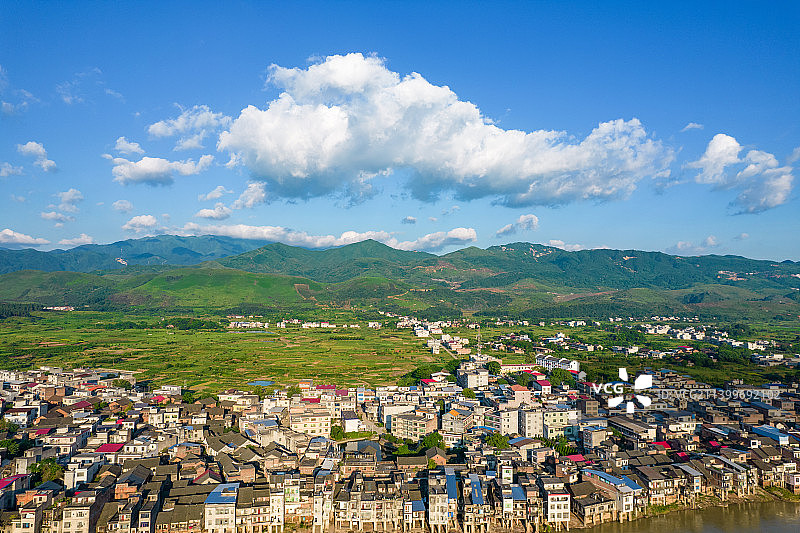航拍湖南常宁特色小镇白沙镇图片素材