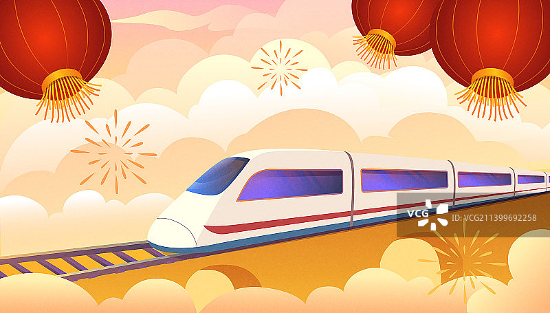 矢量春运高铁铁路插画图片素材