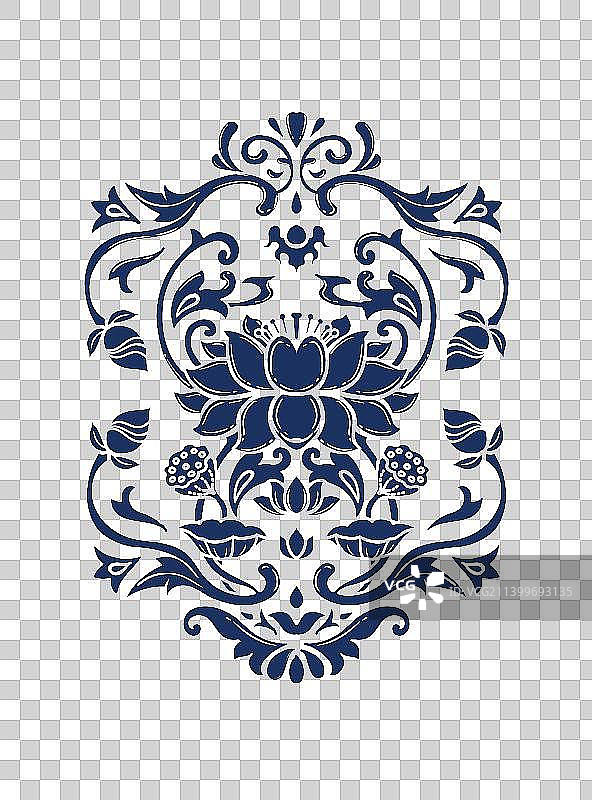 荷花纹样拓印效果图片素材