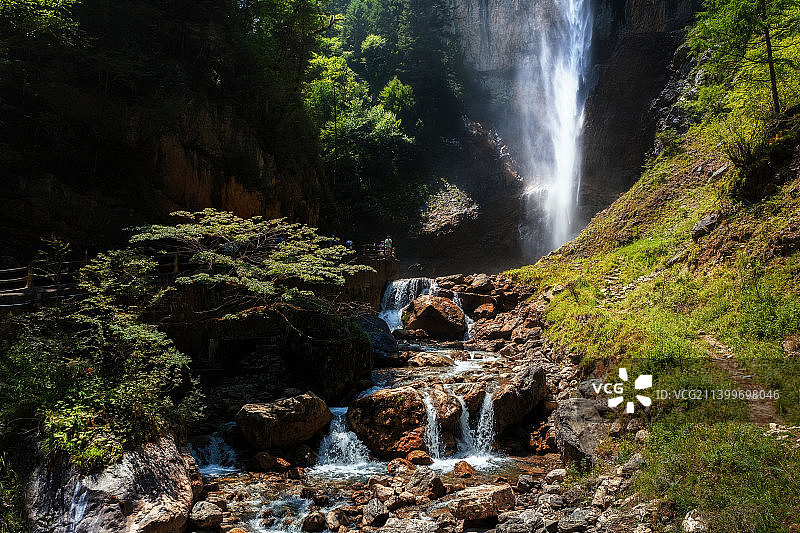 官鹅沟天堂瀑布图片素材