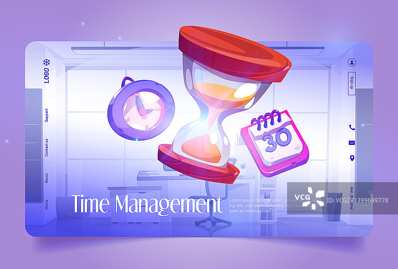 带日历和时钟的时间管理banner图片素材