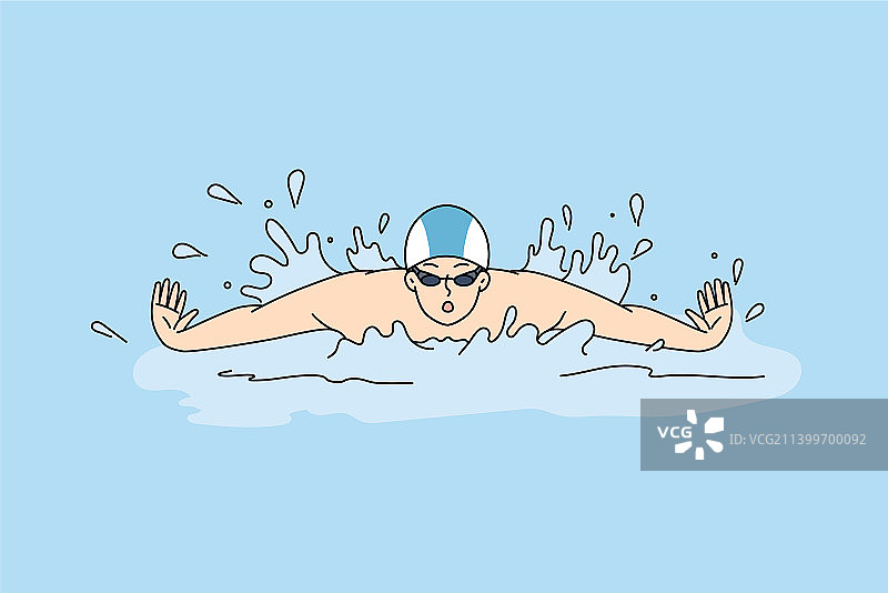 在游泳池游泳的运动员图片素材