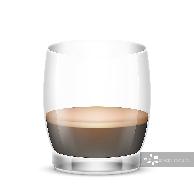 透明玻璃杯中的新鲜浓缩咖啡图片素材