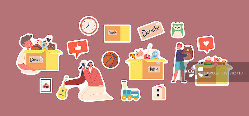 玩具捐赠人道主义援助贴纸素材图片素材