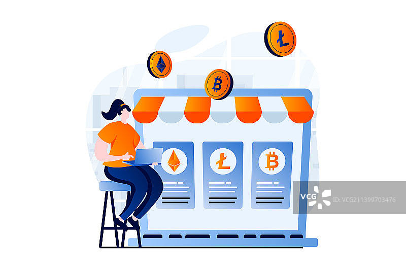 加密货币市场概念人物图片素材
