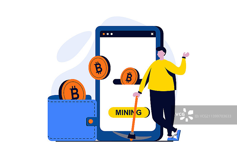 人物场景加密货币挖矿概念图片素材