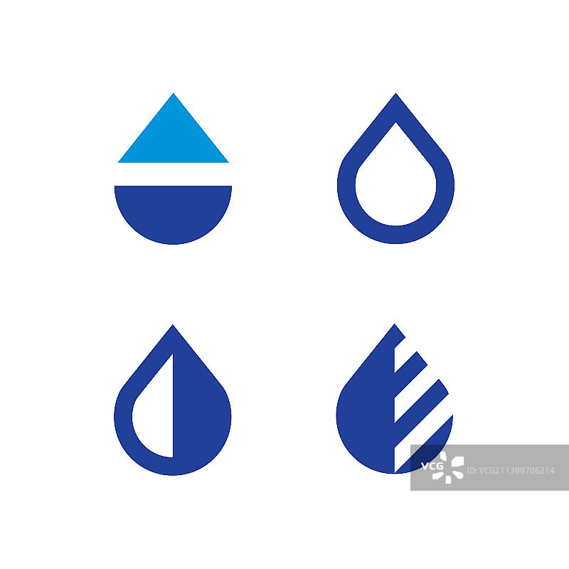水滴logo元素水logo标记套装图片素材
