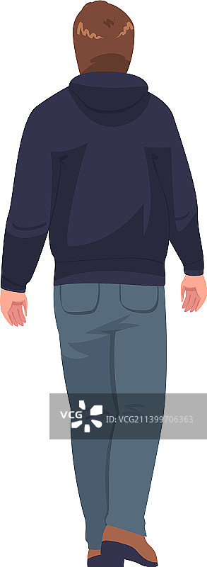 穿帽衫和裤子的男人背影图片素材