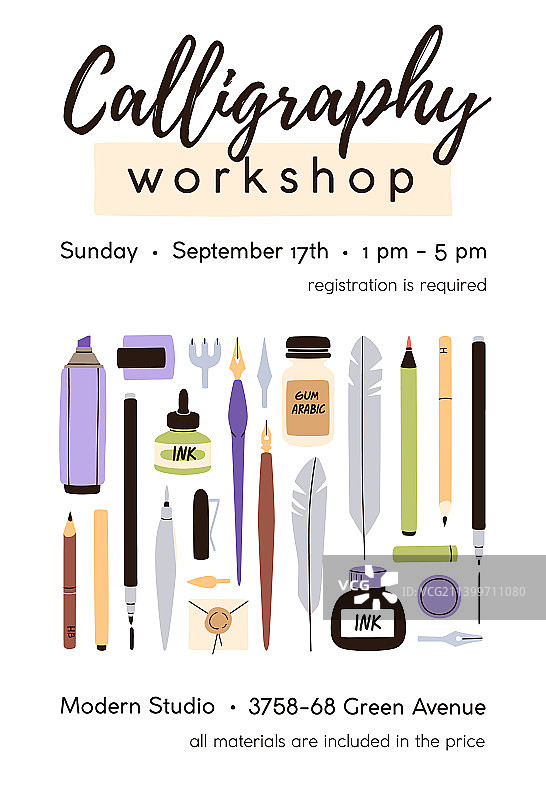 书法工作坊宣传单设计图片素材