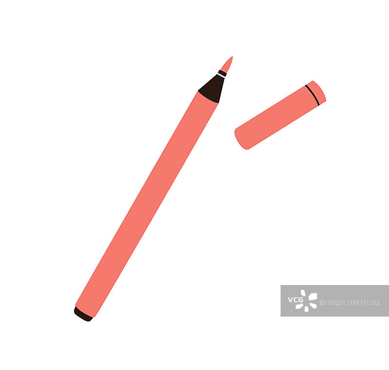 彩色打开的毡尖笔和笔帽图片素材