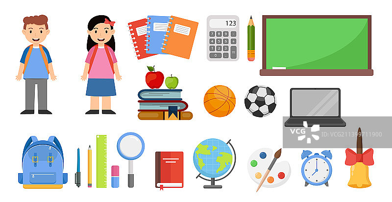 白色背景上的学校元素图片素材